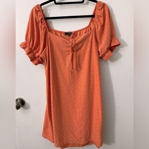 Vibe Sportswear orange eyelet dress with under sheath liner Sz 2X  T-04
